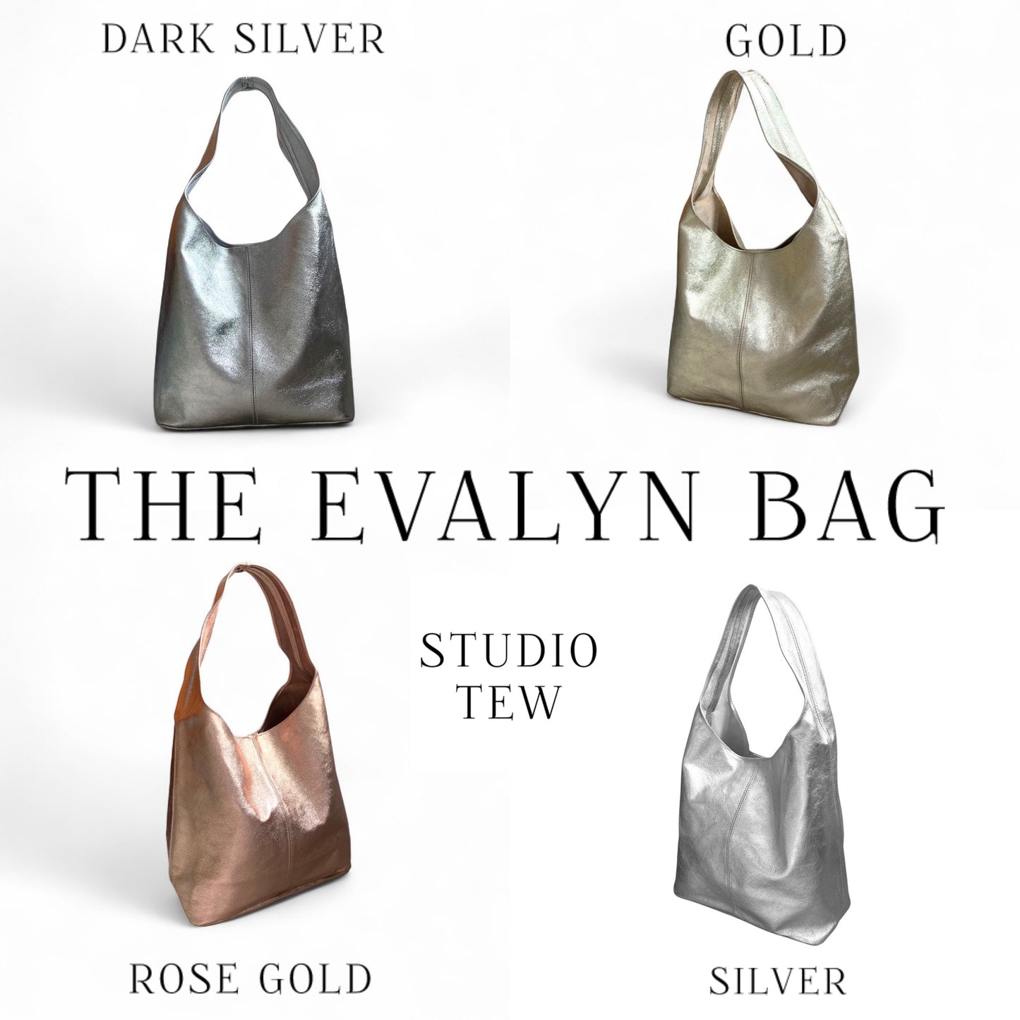 Rose Gold Leather Oversized Boho Shoulder Bag - Evalyn