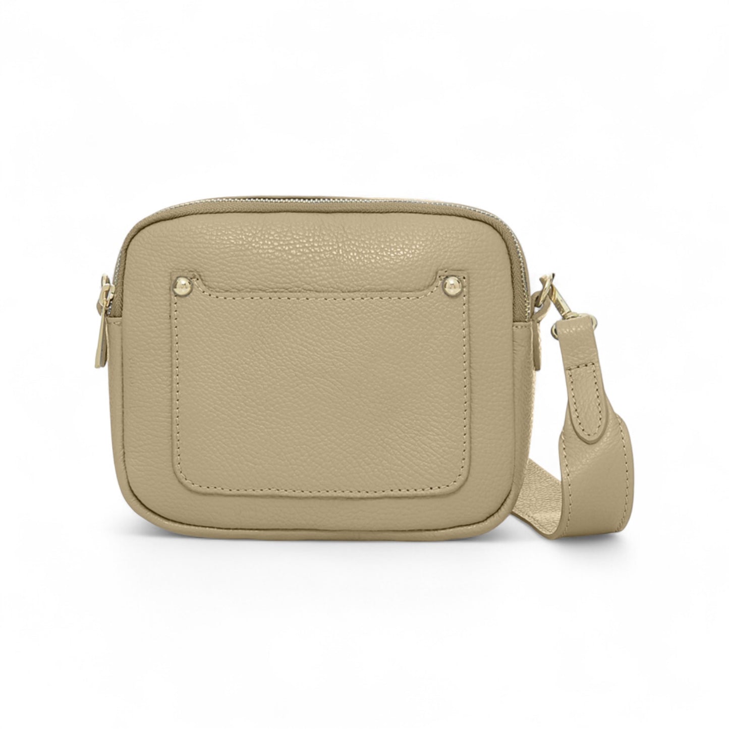 Light Taupe Leather Double Zip Bag - Victoria