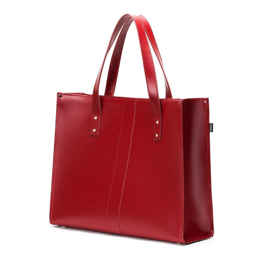 Handmade Leather Shopper - Red - STUDIO TEW