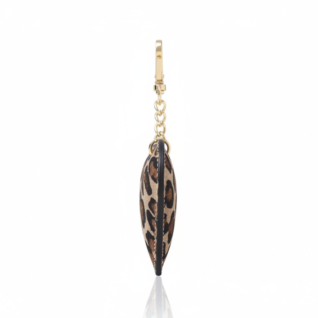 Leopard Print Heart Keyring
