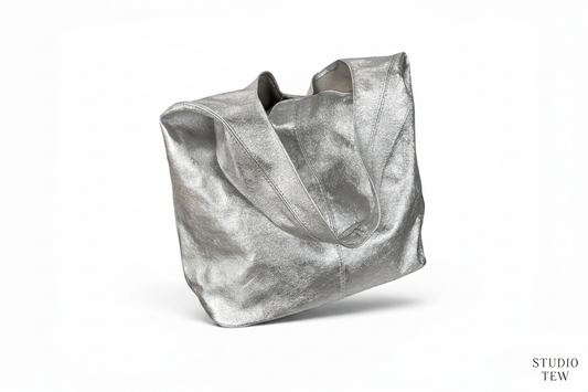 Silver Metallic Tote Bag