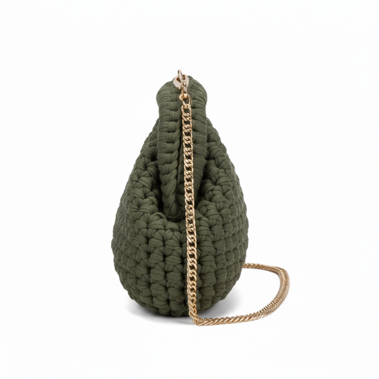 Teardrop bag side view in khaki green