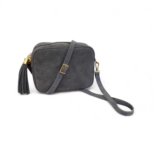 Sac bandoulière en daim gris foncé