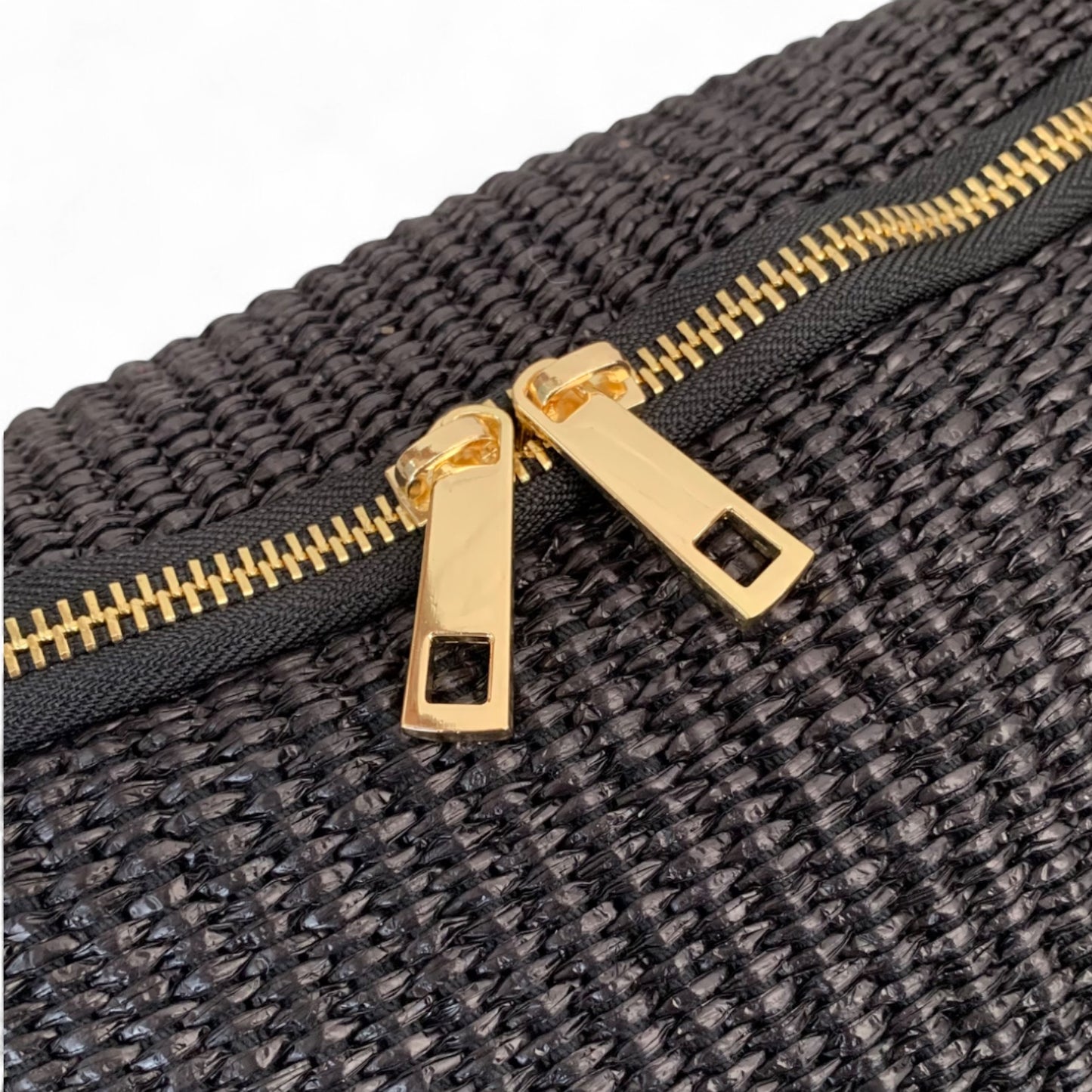 Black Raffia Bum Bag - Rosie