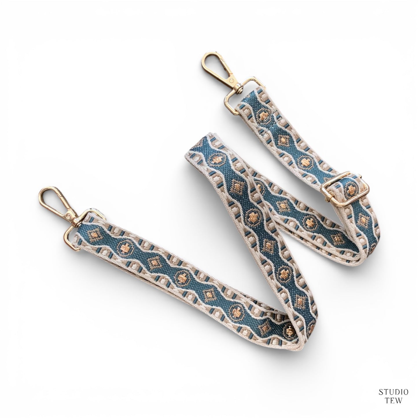 Teal, Taupe & Beige Bag Strap - STUDIO TEW