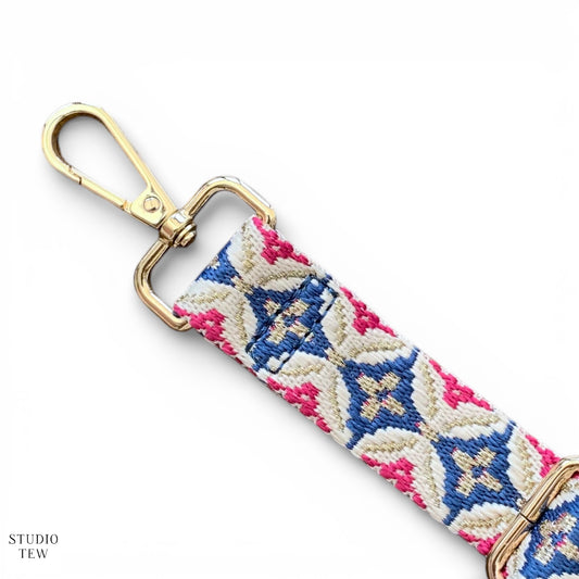 Pink, Beige & Blue Diamond Bag Strap - STUDIO TEW