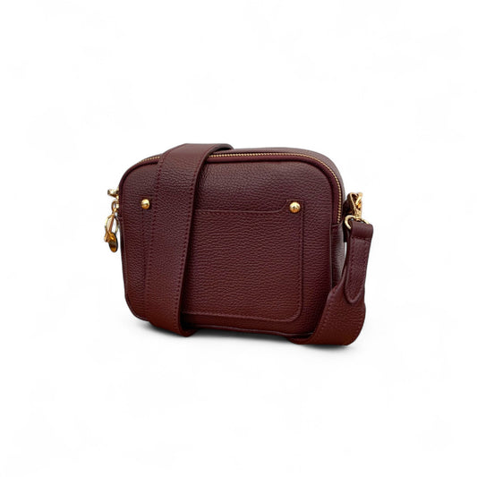 Sac Double Zip en Cuir Bordeaux - Victoria