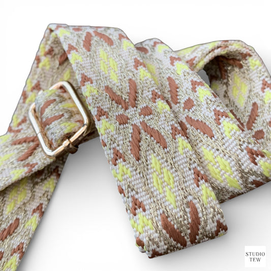 Yellow & Brown Bag Strap - STUDIO TEW