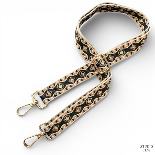 Tan, Beige & Gold Bag Strap - STUDIO TEW
