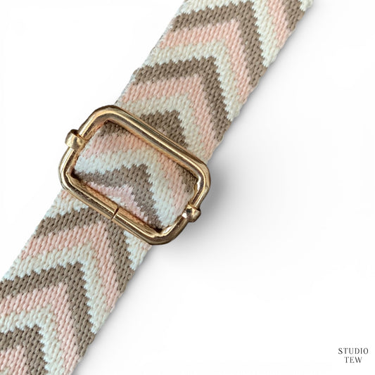 Beige, Taupe & Pale Pink Chevron Bag Strap - STUDIO TEW