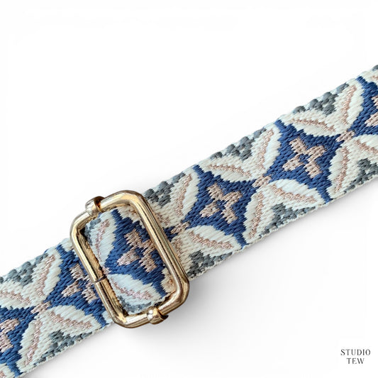 Biege, Blue, Grey & Pale Pink Diamond Bag Strap - STUDIO TEW