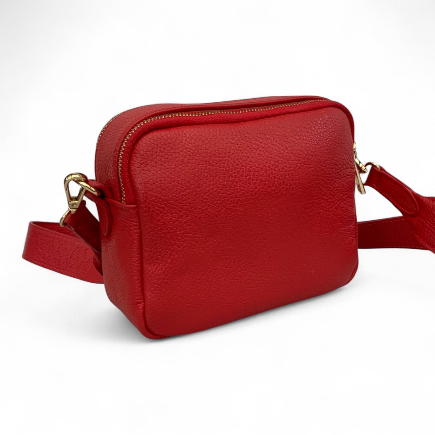 Red Leather Double Zip Bag - Victoria