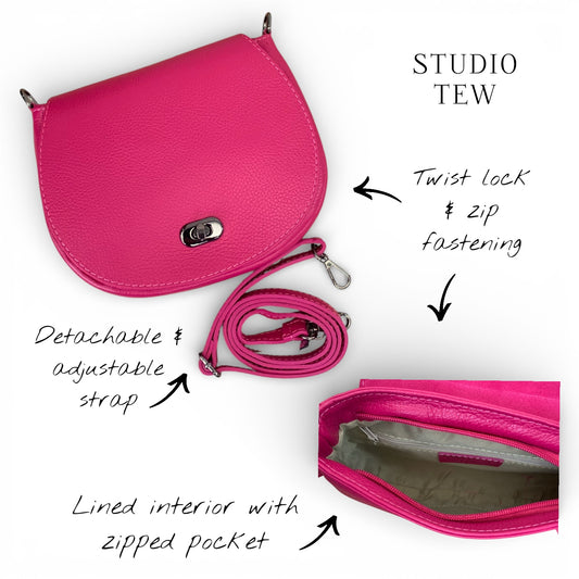 Fuchsia Leather Satchel Bag - STUDIO TEW
