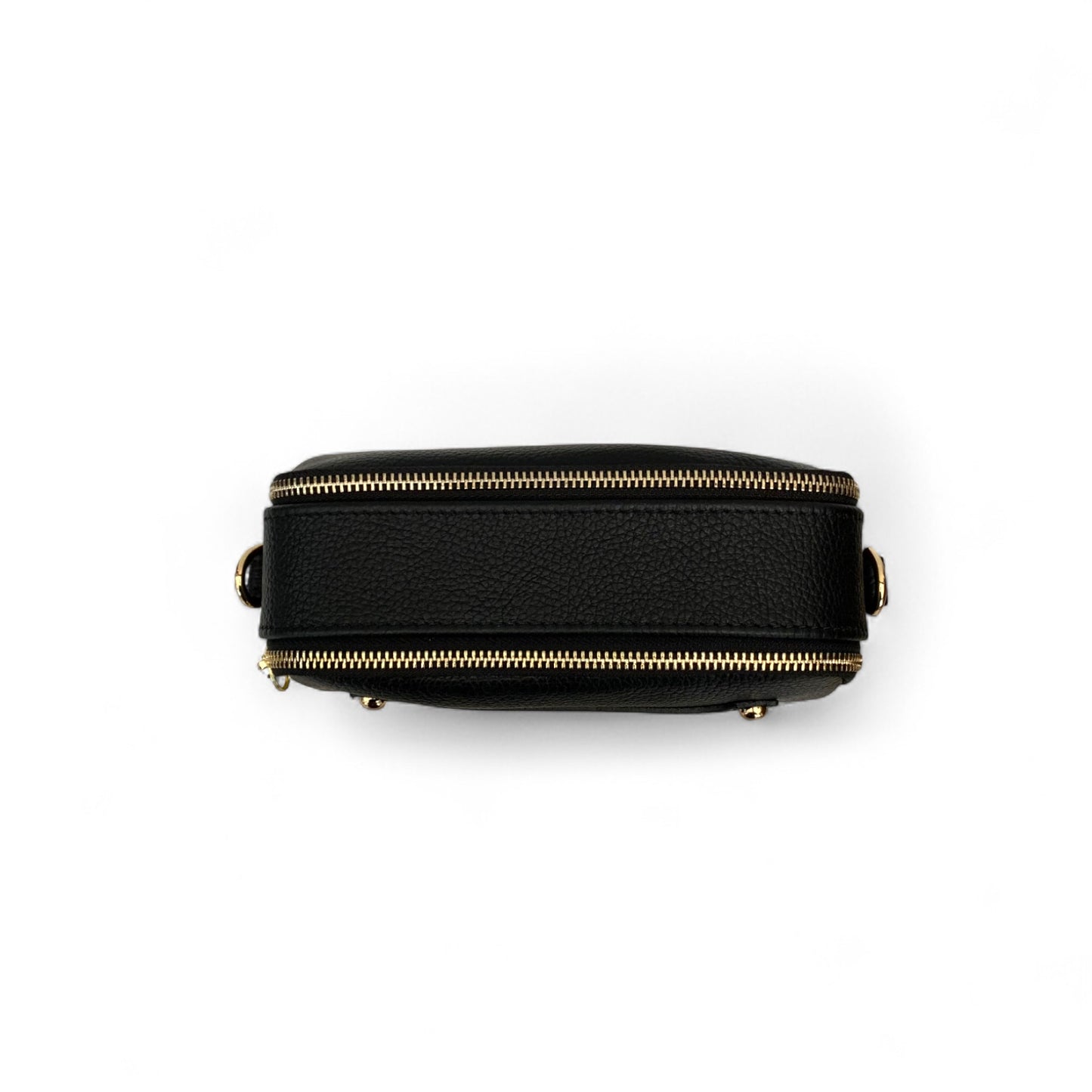 Black Leather Double Zip Bag - Victoria