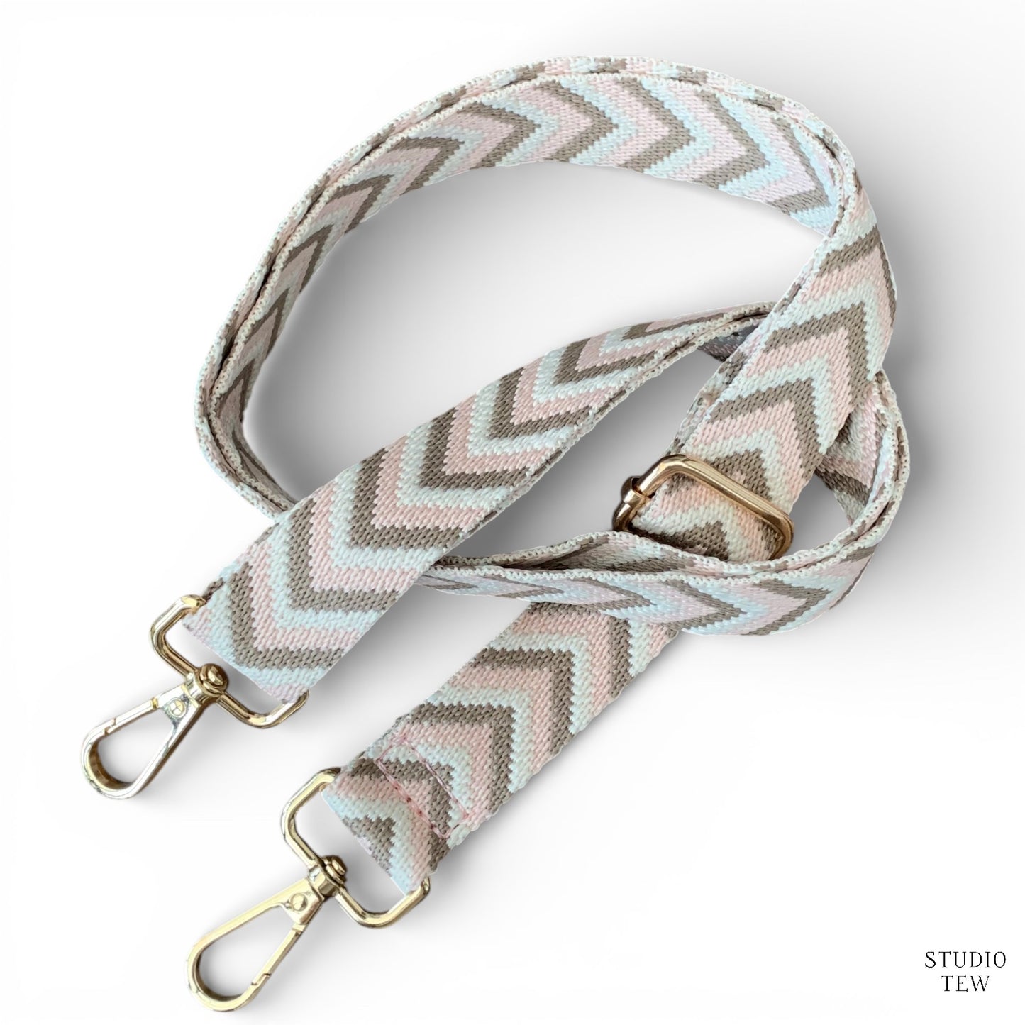Beige, Taupe & Pale Pink Chevron Bag Strap - STUDIO TEW