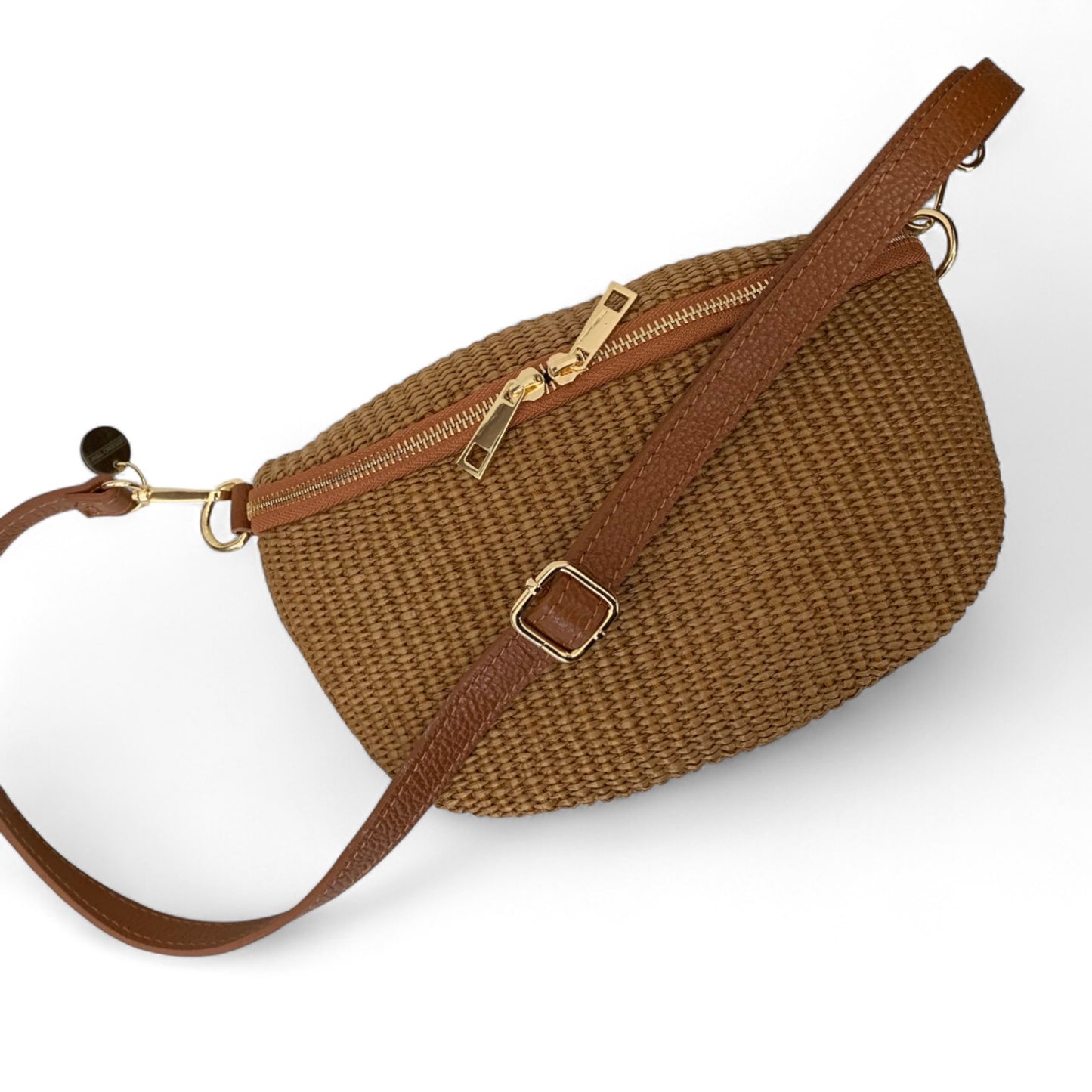 Tan Raffia Bum Bag - Rosie