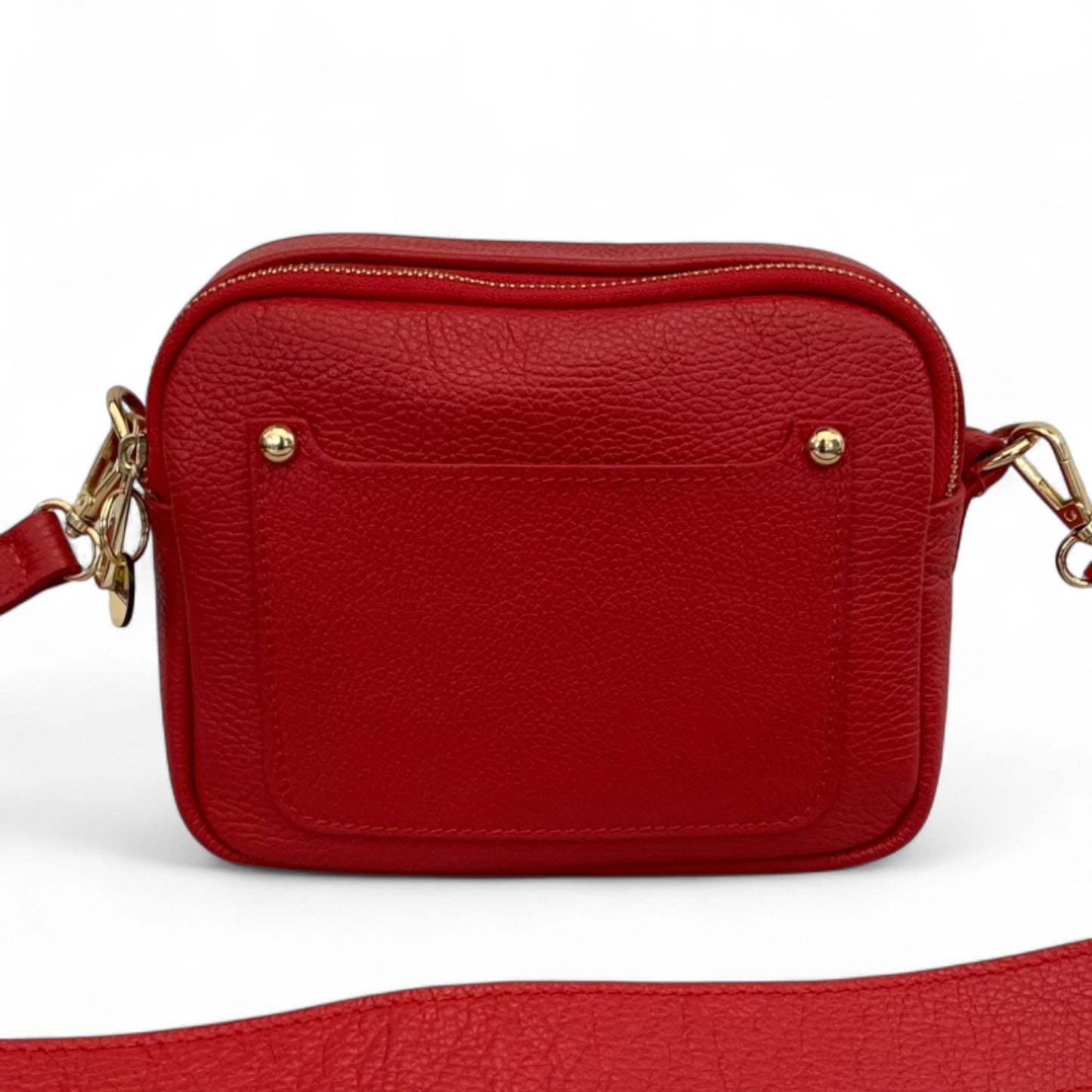 Red Leather Double Zip Bag - Victoria