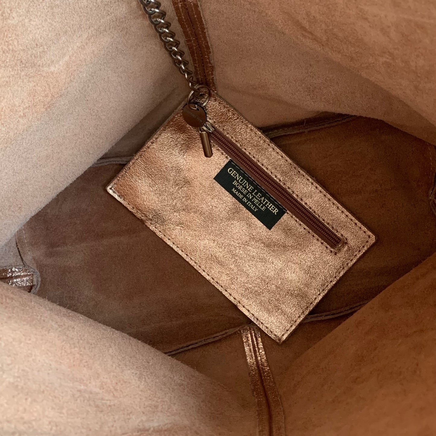 Rose Gold Leather Oversized Boho Shoulder Bag - Evalyn