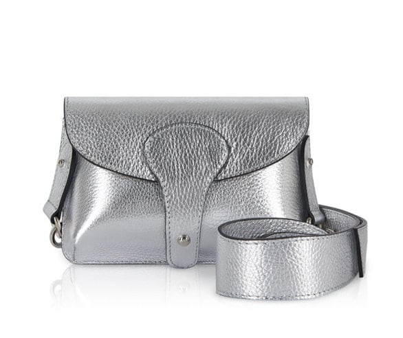 Silver Leather Compact Crossbody Bag - Vogue STUDIO TEW