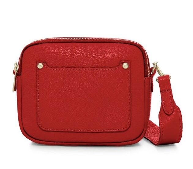 Red Leather Double Zip Bag - Victoria STUDIO TEW