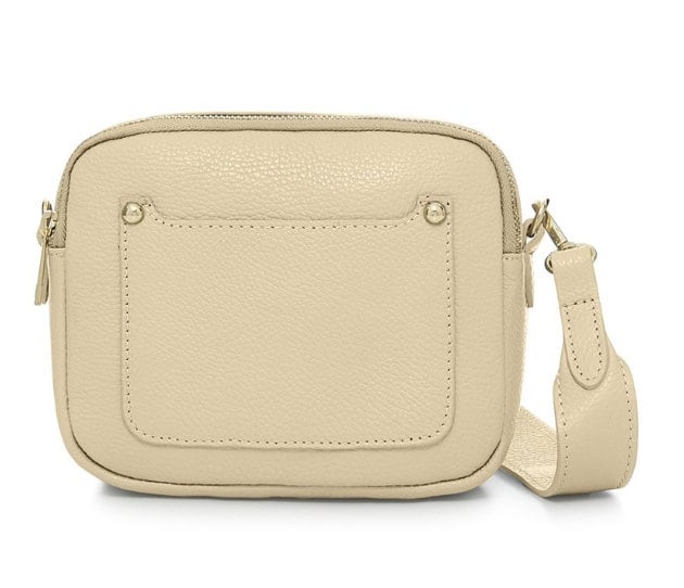 Cream Leather Double Zip Bag - Victoria STUDIO TEW