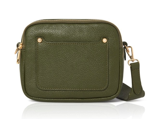 Olive Green Leather Double Zip Bag - Victoria STUDIO TEW
