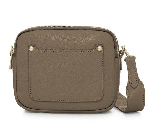 Taupe Leather Double Zip Bag - Victoria STUDIO TEW
