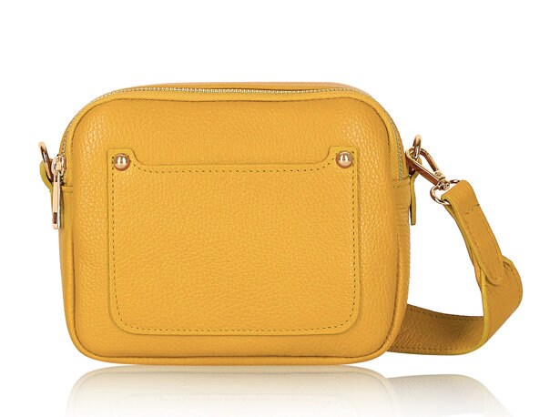 Yellow Leather Double Zip Bag - Victoria STUDIO TEW