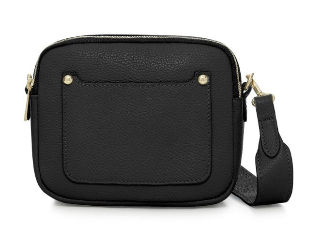 Black Leather Double Zip Bag - Victoria STUDIO TEW