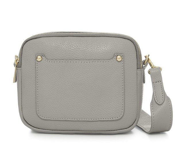 Light Grey Leather Double Zip Bag - Victoria STUDIO TEW