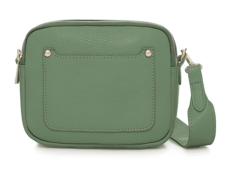 Green Leather Double Zip Bag - Victoria STUDIO TEW