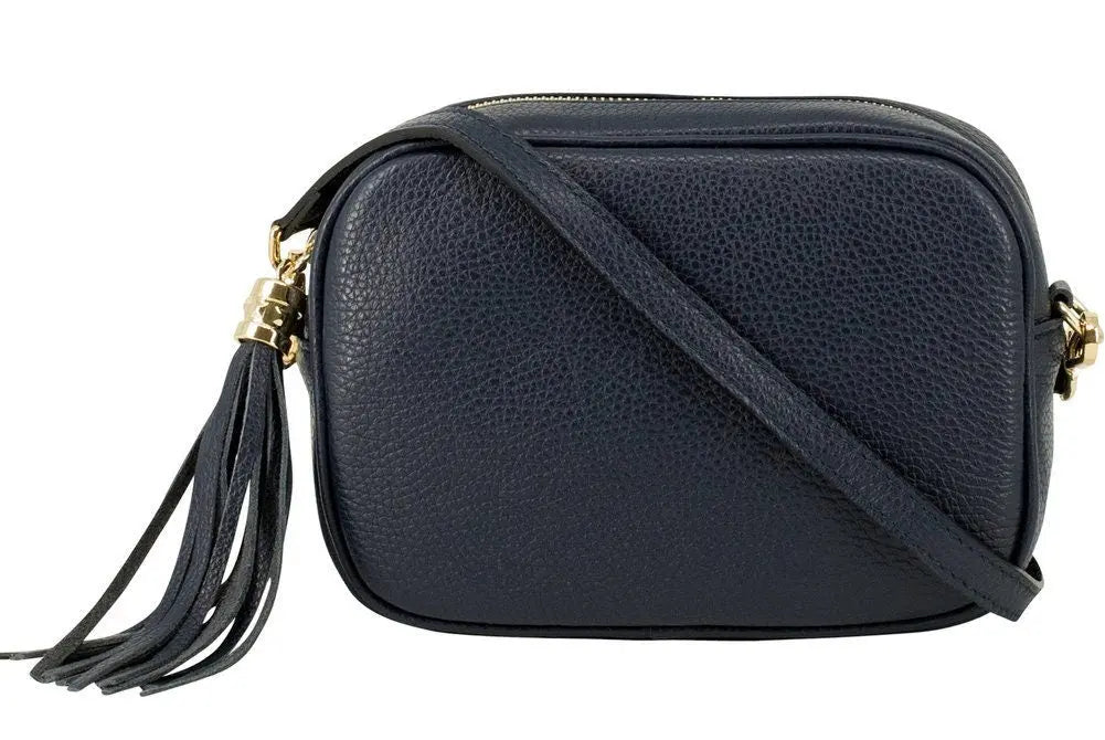 Navy Leather Crossbody Bag With Tassel - Darcy STUDIO TEW