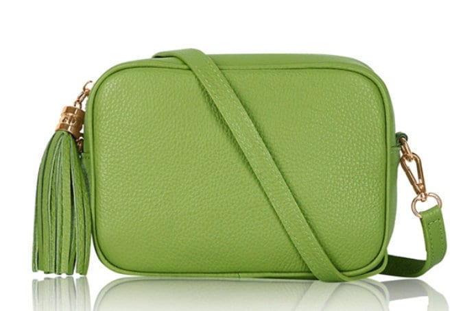Lime Green Leather Crossbody Bag With Tassel - Darcy STUDIO TEW