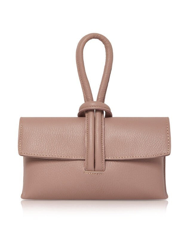 Rose Pink Leather Loop Handle Bag - Claris STUDIO TEW