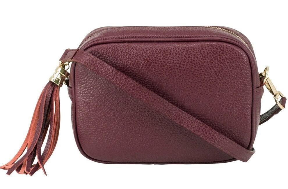 Dark Red Leather Crossbody Bag - Darcy STUDIO TEW