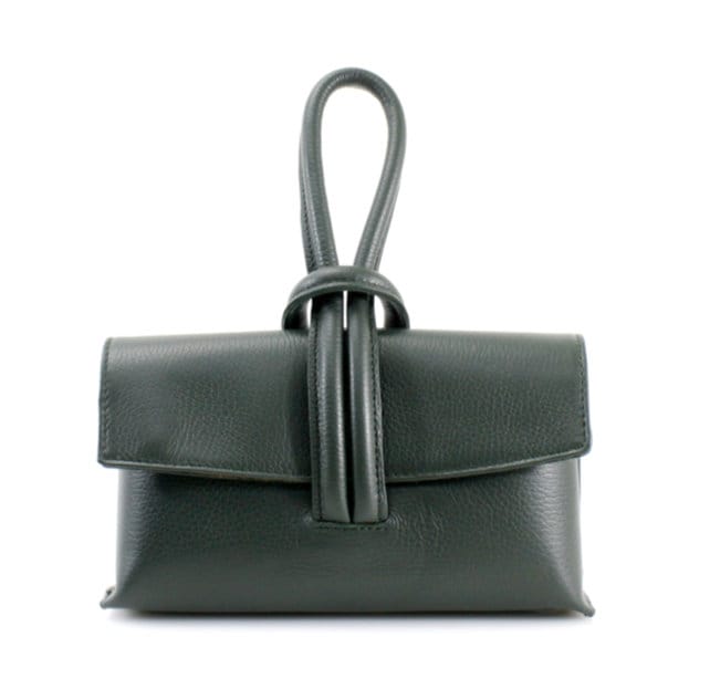 Dark Green Leather Loop Handle Bag - Claris STUDIO TEW