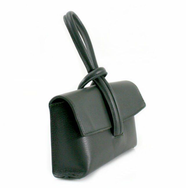 Dark Green Leather Loop Handle Bag - Claris STUDIO TEW