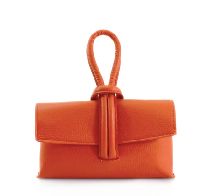 Orange Leather Loop Handle Bag - Claris STUDIO TEW