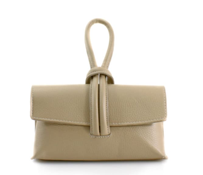 Khaki Leather Loop Handle Bag - Claris STUDIO TEW