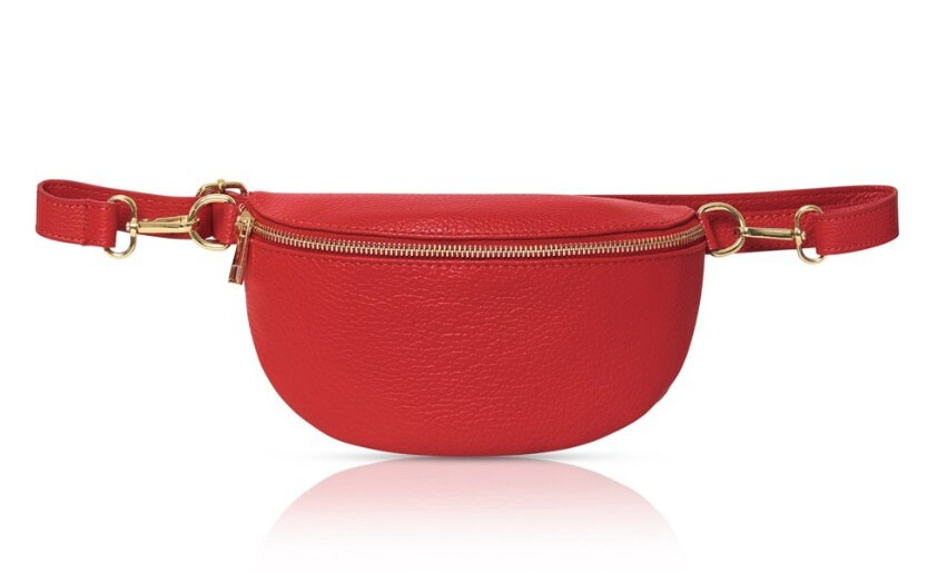 Red Leather Bum Bag - Aurora STUDIO TEW