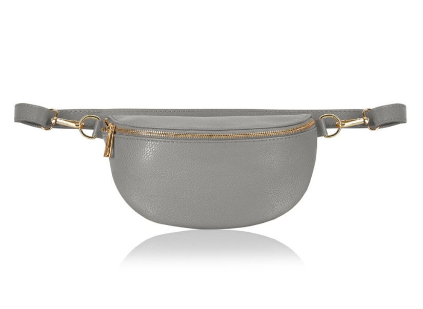 Grey Leather Bum Bag - Aurora STUDIO TEW