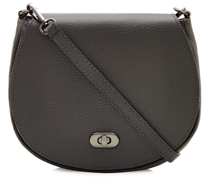 Dark Grey Leather Satchel Bag STUDIO TEW