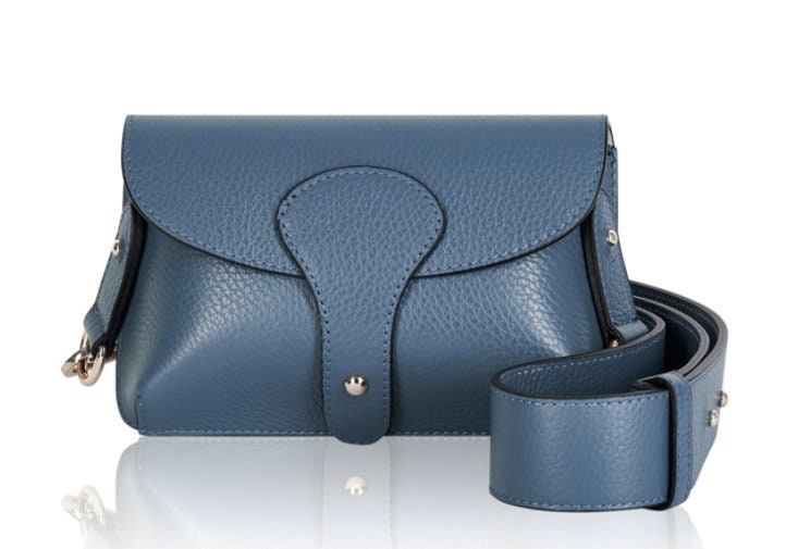 Blue Leather Compact Crossbody Bag - Vogue STUDIO TEW
