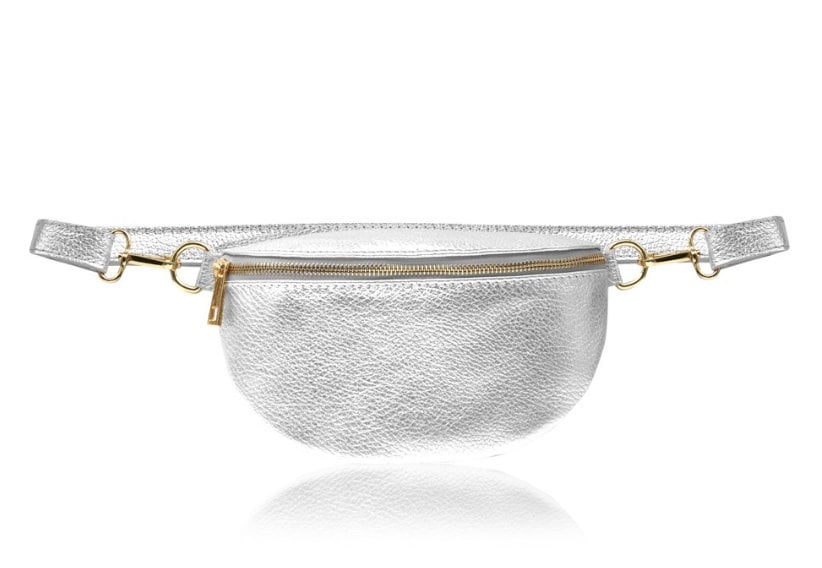 Silver Leather Bum Bag - Aurora STUDIO TEW