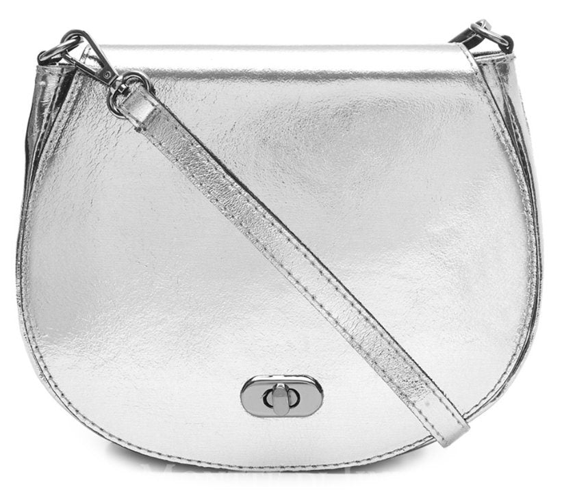 Silver Leather Satchel Bag STUDIO TEW