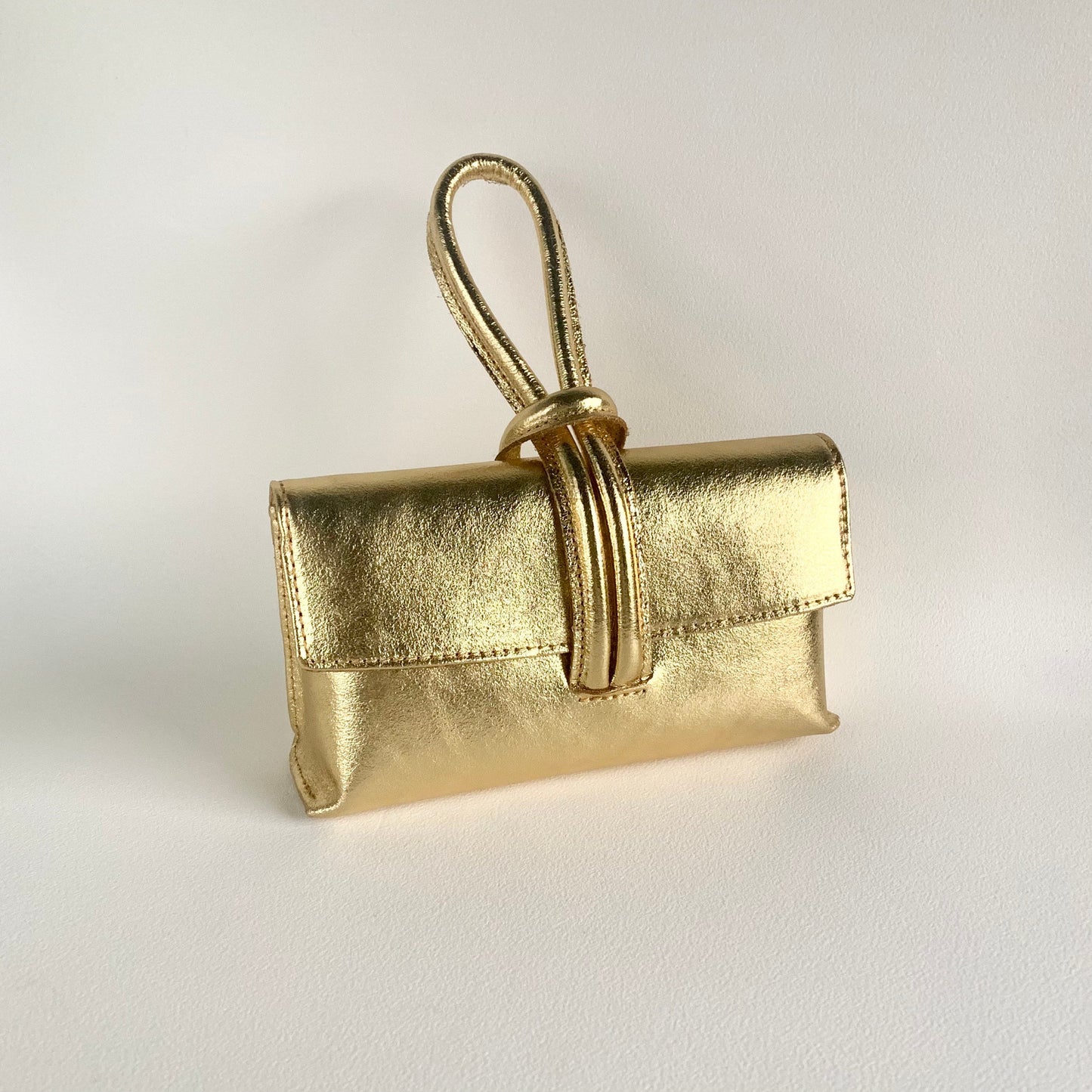 Gold Leather Loop Handle Bag - Claris STUDIO TEW