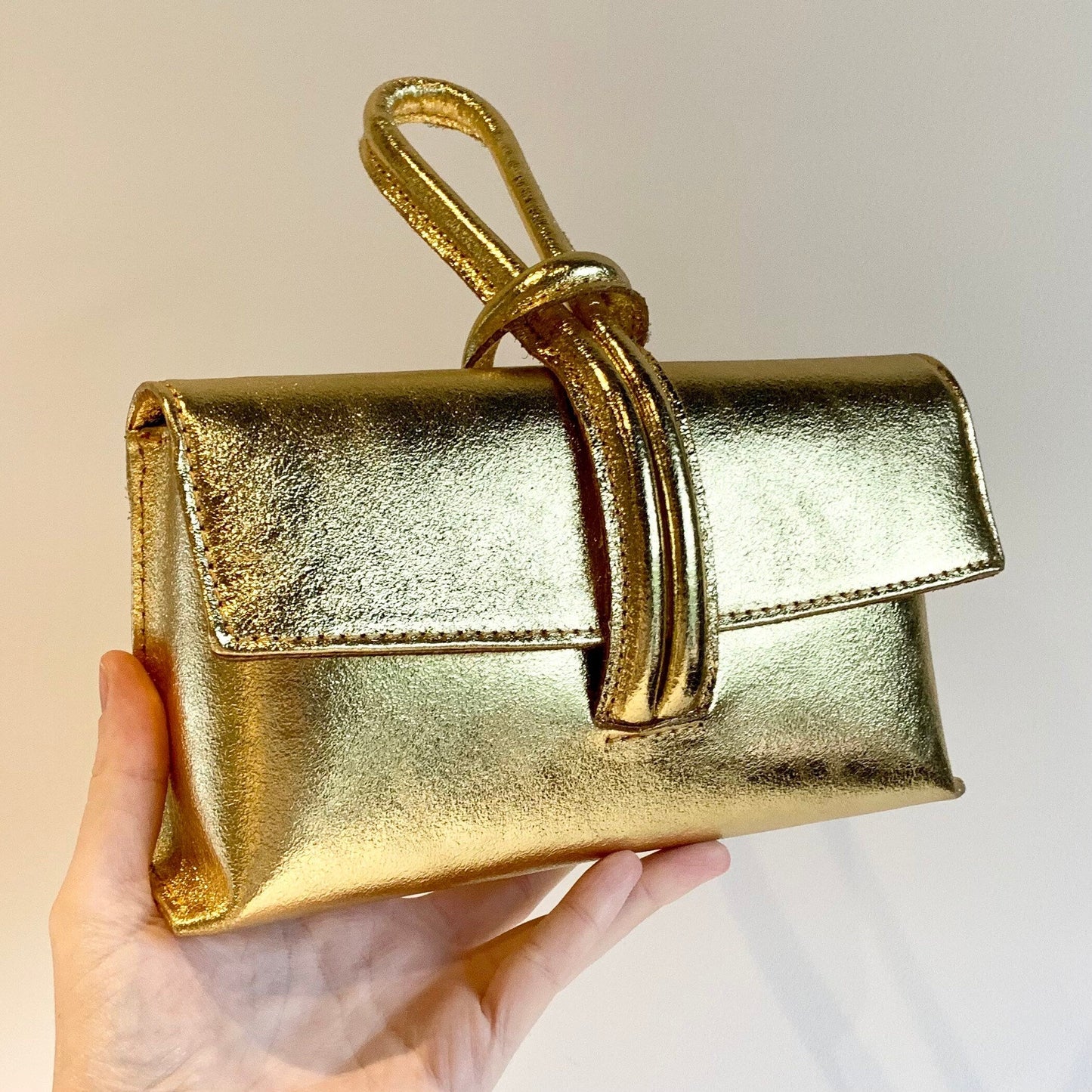 Gold Leather Loop Handle Bag - Claris STUDIO TEW