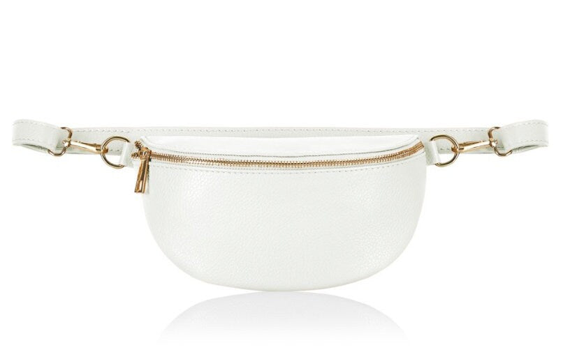 White Leather Bum Bag - Aurora STUDIO TEW