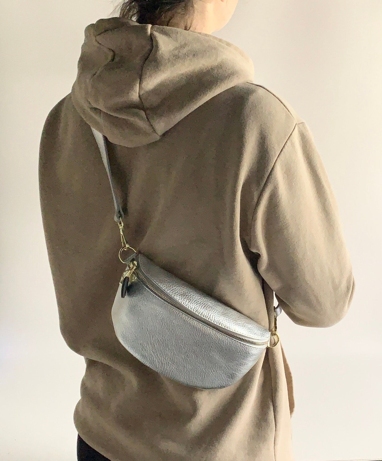 Silver Leather Bum Bag - Aurora STUDIO TEW