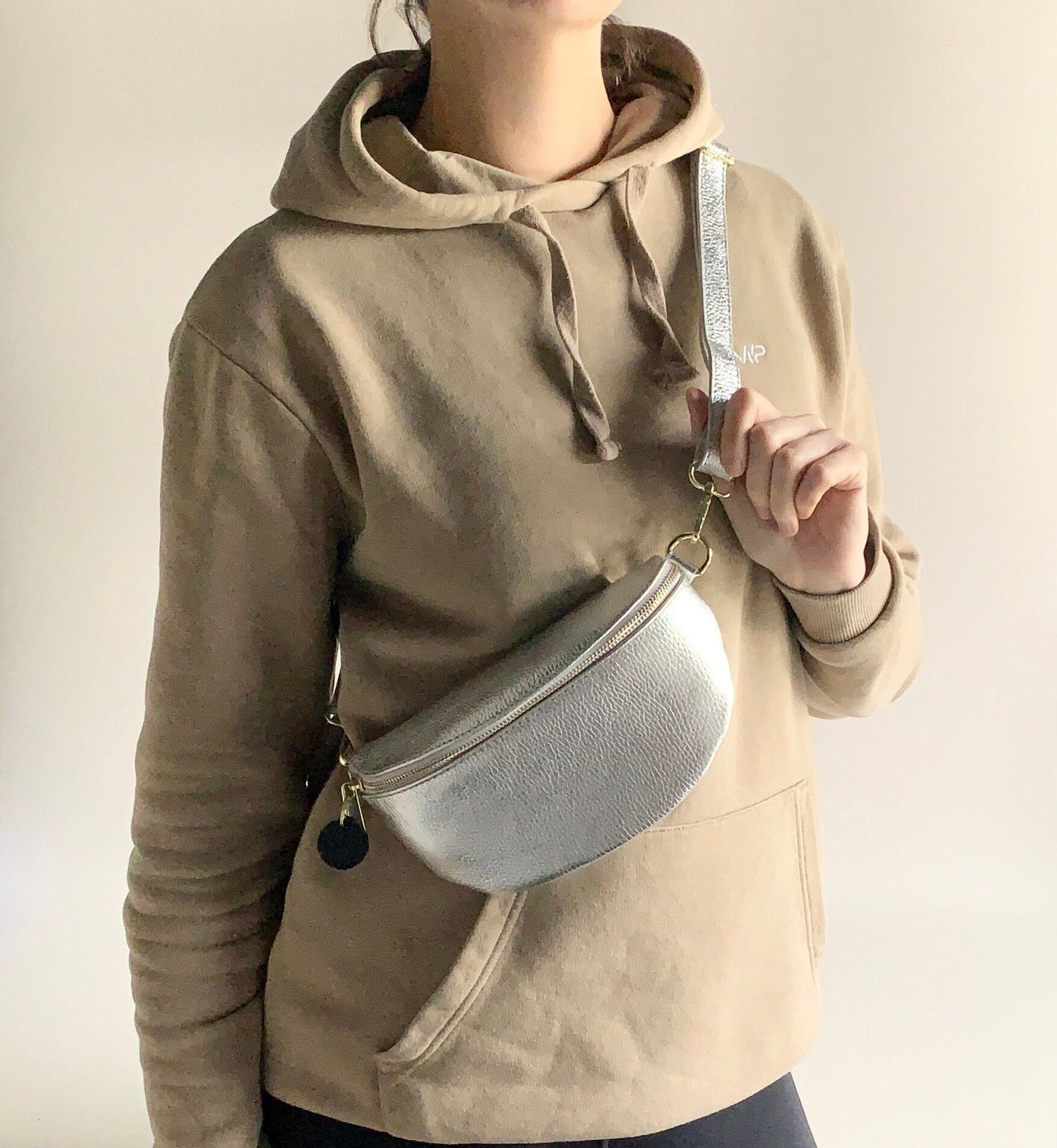 Silver Leather Bum Bag - Aurora STUDIO TEW